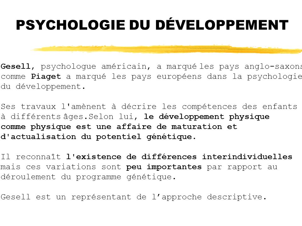 PSYCHOLOGIE DU D VELOPPEMENT ppt t l charger